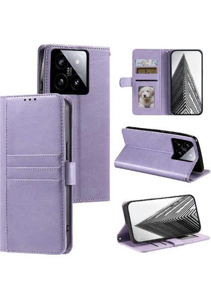 Xiaomi 14 Kickstand Cüzdan Pu Deri 6 Kart Yuvaları Için Flip Case (Yurt Dışından) indirimleri