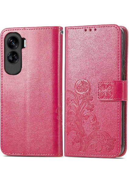 Huawei Onur Için Kılıf 90 Lite Kısa Kayış Dört Yapraklı Yonca Deri Kılıf (Yurt Dışından)