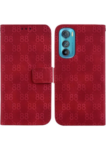 Motorola Kenar 30 Için Telefon Kılıfı Pu Deri Kickstand Cüzdan Kapak Çift 8 (Yurt Dışından)