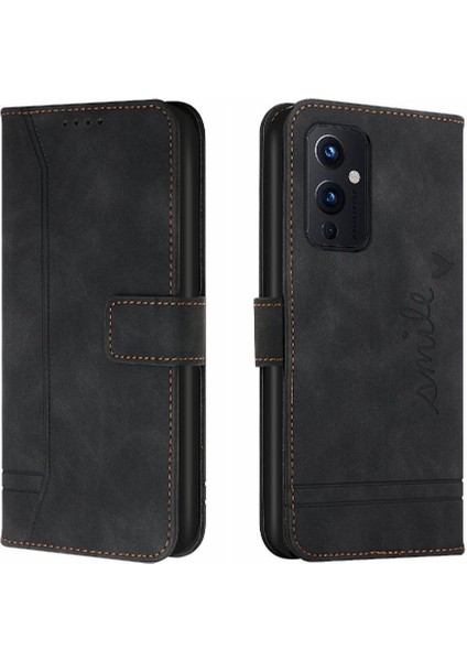 Oneplus 9 Için Telefon Kılıfı Manyetik Kapatma El Kayışı Kart Yuvaları Kapak Pu (Yurt Dışından)