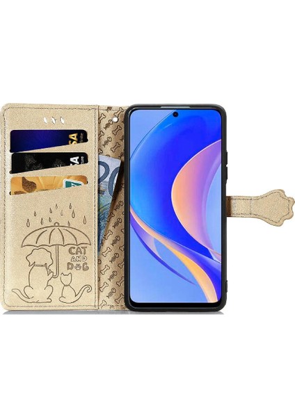 Mays Shop Huawei Nova Y90 Karikatür Hayvanlar Için Kılıf Deri Kılıf Kapak Çevirin Kısa (Yurt Dışından)