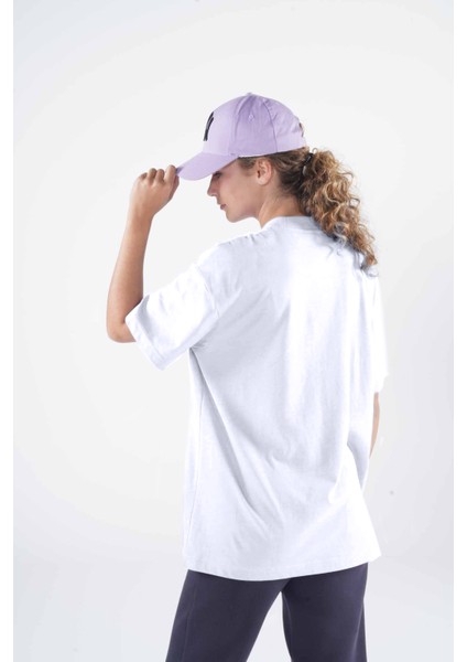 Soft Kadın Beyaz %100 Pamuk Bisiklet Yaka Ekstra Oversize Tişört