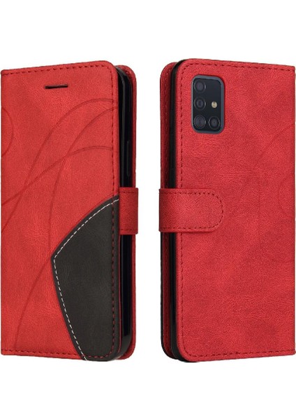 Samsung Galaxy A51 5g Iki Renkli Dikiş Kickstand Koruyucu Pu (Yurt Dışından)