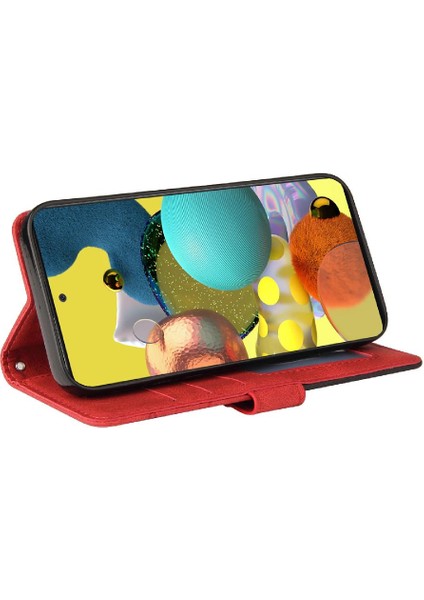 Samsung Galaxy A51 5g Iki Renkli Dikiş Kickstand Koruyucu Pu (Yurt Dışından)