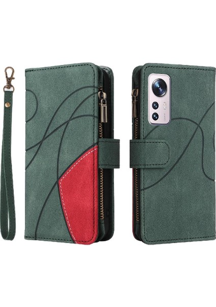Xiaomi 12 5g Iki Renkli Dikiş Kickstand Koruyucu Fermuar (Yurt Dışından)