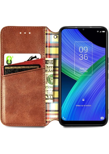 Tcl 20R 5g Için Kılıf Deri Kılıf Kapak Çevirin Zarif Iş Cüzdan (Yurt Dışından)