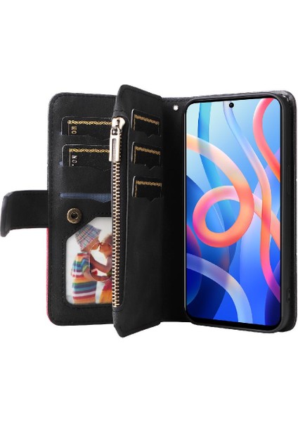 Kart Yuvası Standı Iki Renkli Dikiş ile Xiaomi Poco M4 Pro 5g Için Kılıf (Yurt Dışından)
