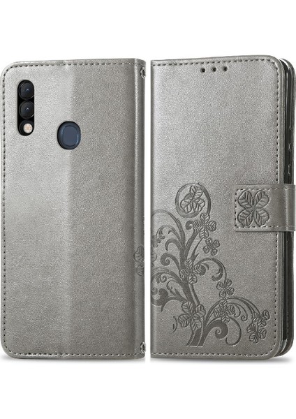 Tecno Spark 8 Için Kılıf Kısa Kayış Deri Kılıf Kapak Kapak Dört Yaprak (Yurt Dışından)