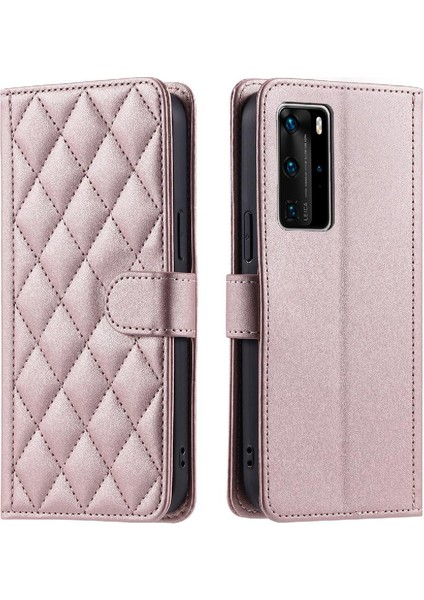 Huawei P40 Pro Flip Folio Cüzdan Için Telefon Kılıfı El Kayışı Kart Yuvaları (Yurt Dışından)
