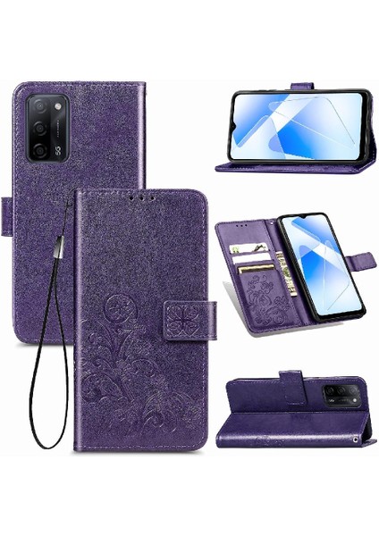 Oppo Oppo 5g Dört Yapraklı Yonca Deri Kılıf Için Kılıf Zarif Iş Çevirme (Yurt Dışından)