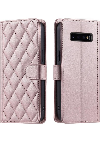 Samsung Galaxy S10 Artı Manyetik Kafes Flip Folio Cüzdan Için Telefon Kılıfı (Yurt Dışından)