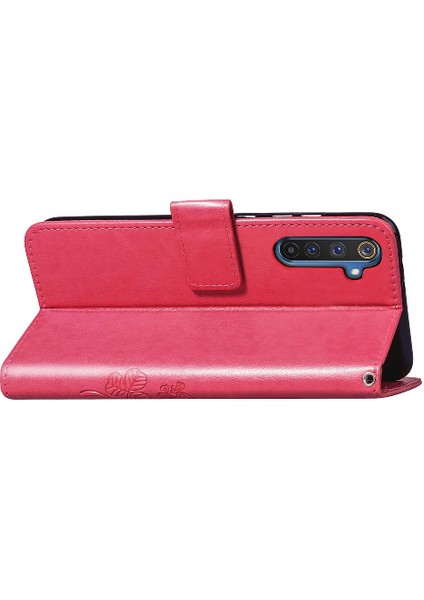 Realme 6 Pro Flip Kapak Kılıf Için Kılıf Zarif Iş Dört Yaprak (Yurt Dışından)