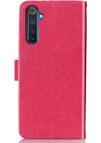 Realme 6 Pro Flip Kapak Kılıf Için Kılıf Zarif Iş Dört Yaprak (Yurt Dışından)