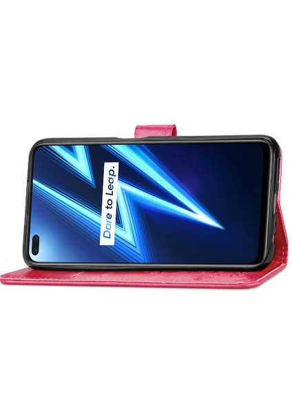 Realme 6 Pro Flip Kapak Kılıf Için Kılıf Zarif Iş Dört Yaprak (Yurt Dışından)