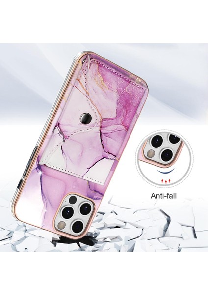 Iphone 11 Için Kılıf Pro Yumuşak Tpu Tampon Mermer Ince Cüzdan Kart Yuvaları (Yurt Dışından)