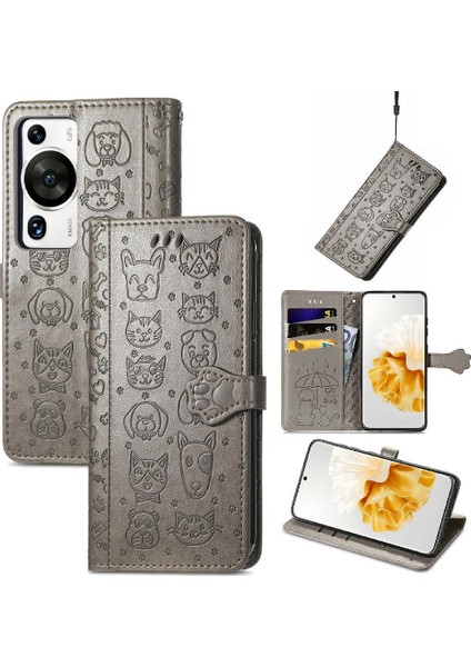 Huawei P60 Pro Karikatür Hayvanlar Için Kılıf Kısa Kayış Darbeye Kapak Çevirin (Yurt Dışından)