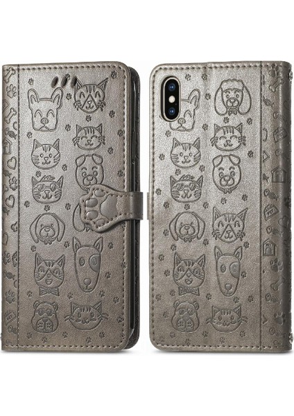 Iphone Xs Max Flip Kapak Kılıf Için Kılıf Karikatür Hayvanlar Darbeye (Yurt Dışından)