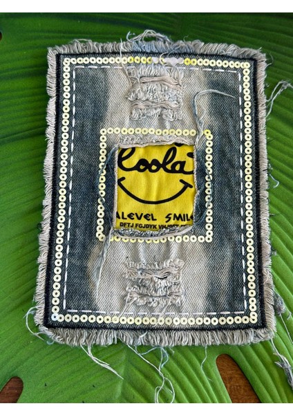 20X15 cm Kot Payetli Smile Arma Dikiş Giyim Aksesuarı