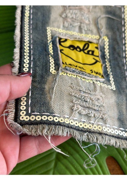 20X15 cm Kot Payetli Smile Arma Dikiş Giyim Aksesuarı fiyatları