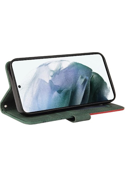Kart Yuvası Standı Iki Renkli Dikiş Pu ile Samsung Galaxy S22 Için Kılıf (Yurt Dışından) fırsatları