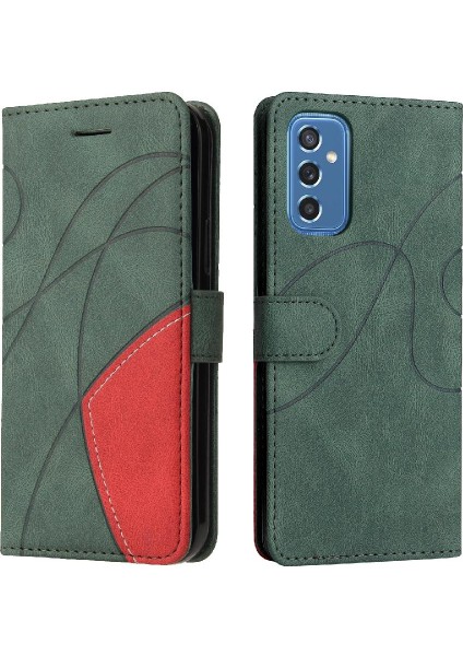 Samsung Galaxy M52 5g Iki Renkli Dikiş Kickstand Koruyucu Pu (Yurt Dışından)