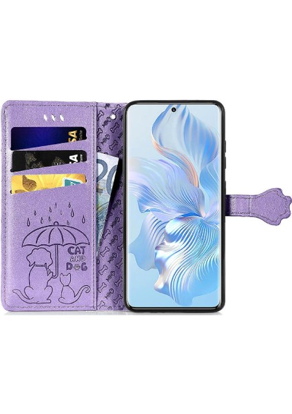 Mays Shop Huawei Onur 80 Karikatür Hayvanlar Için Kılıf Darbeye Deri Kılıf Flip (Yurt Dışından)