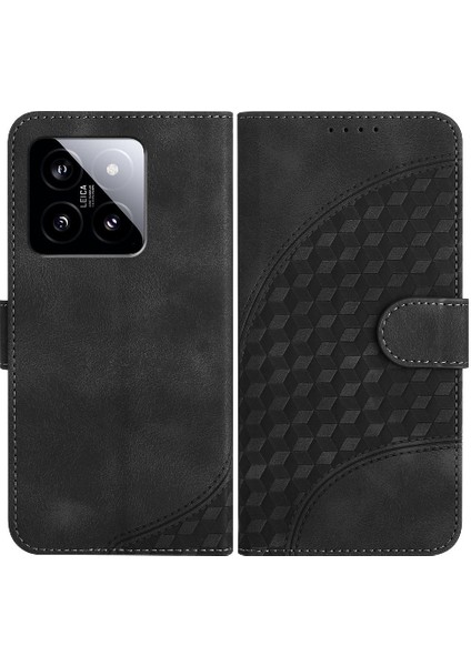 Xiaomi 14 Için Kılıf Darbeye Deri Kılıf Pu Deri Kapak Çevirin Desen (Yurt Dışından)