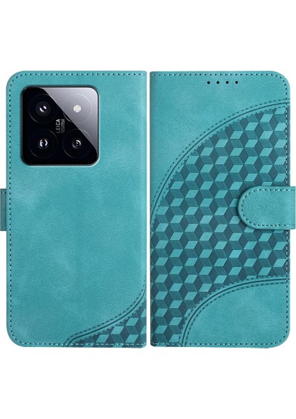 Xiaomi 14 Pro Pu Deri Kapak Çevirin Iş Geometrik Kılıf (Yurt Dışından)