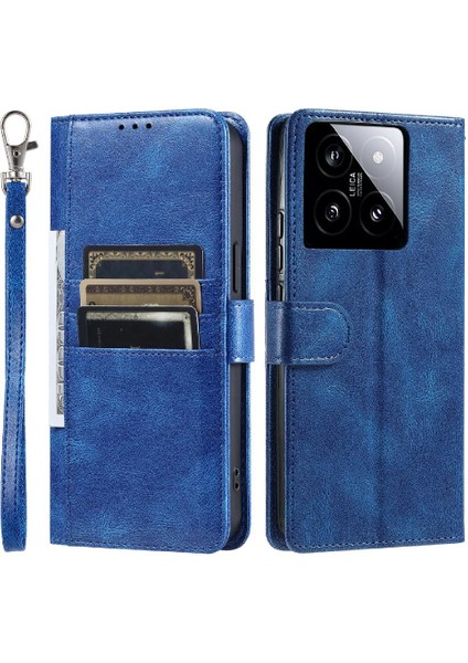 Xiaomi 14 Kickstand Cüzdan Pu Deri 6 Kart Yuvaları Için Flip Case (Yurt Dışından)