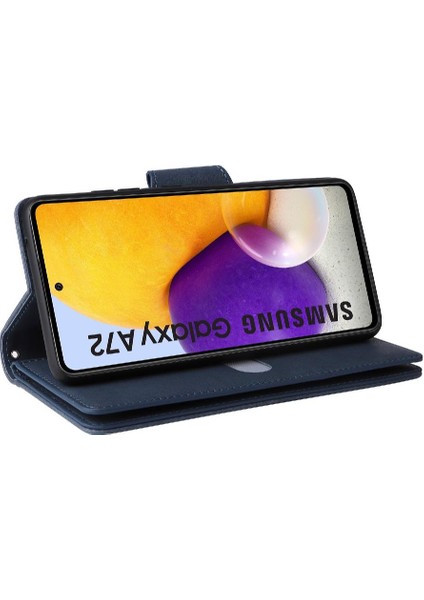 Samsung Galaxy A72 Için Kılıf Manyetik Deri Fermuar Cüzdan Kapak ile El (Yurt Dışından)