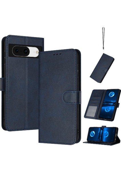 Pu ile Kart Yuvası Saf Renk ile Google Piksel 8 Kickstand Için Flip Case (Yurt Dışından)