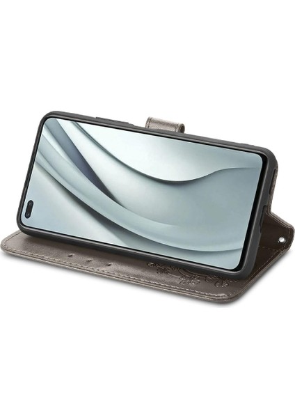 Infinix Not 8 Için Dört Yapraklı Yonca Deri Kılıf Kapak Kapak Kısa (Yurt Dışından)