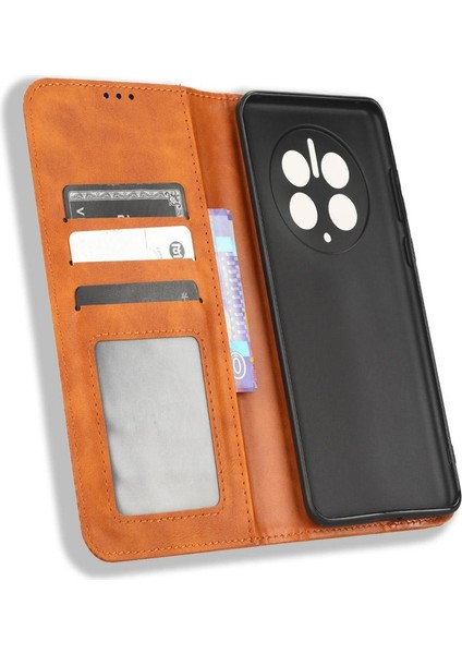 Huawei Mate 50 Pro Cüzdan Manyetik Kapatma Pu Deri Kılıf (Yurt Dışından)