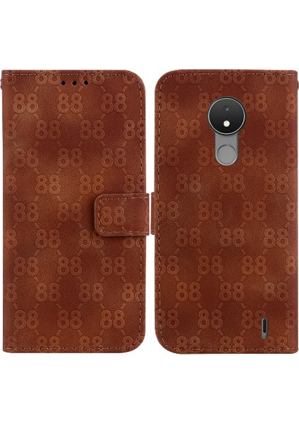 Nokia C21 Çift 8 Kabartmalı Pu Deri Kart Tutucu Cüzdan Için Telefon Kılıfı (Yurt Dışından)