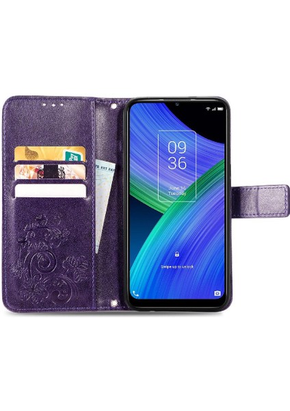 Tcl 20R 5g Kısa Kayış Için Kılıf Zarif Iş Deri Kılıf Kapak Çevirin (Yurt Dışından)