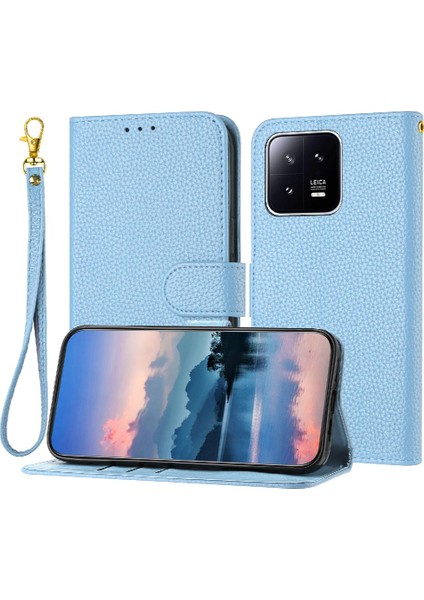 Telefon Kılıfı Için Xiaomi 13 Litchi Desen Kart Yuvaları Tutucu Flip Folio Pu (Yurt Dışından)