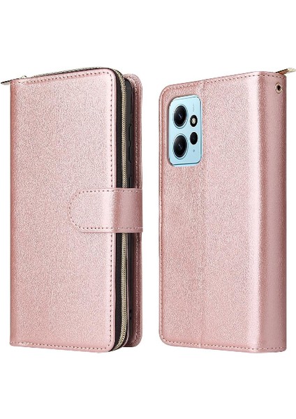 Xiaomi Redmi Için Not 12 4g Cüzdan Kılıf 9 Kart Yuvaları ile Fermuar Çevirin (Yurt Dışından)