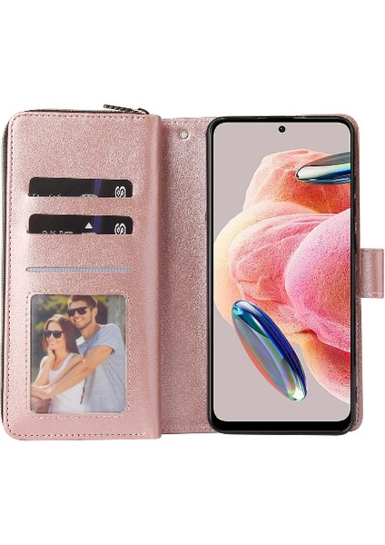 Xiaomi Redmi Için Not 12 4g Cüzdan Kılıf 9 Kart Yuvaları ile Fermuar Çevirin (Yurt Dışından)