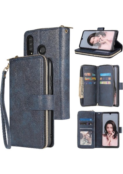 Huawei P30 Lite Için Kılıf ile 9 Kart Yuvaları ile Fermuarlı Cebi Cüzdan Durumda (Yurt Dışından)