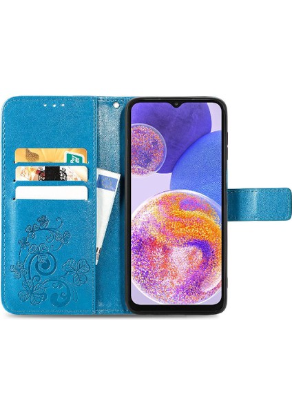 Samsung Galaxy A23 Kısa Kayış Flip Kapak Dört Yapraklı Yonca Durumda (Yurt Dışından)