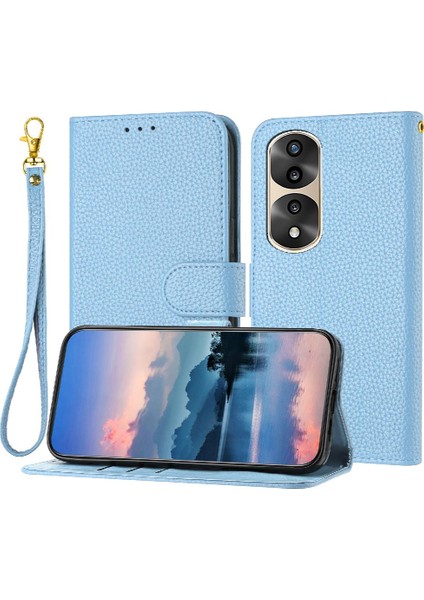 Mays Shop Onur 70 Pro Pu Deri Flip Için Telefon Kılıfı Folio Litchi Desen Kart Yuvaları (Yurt Dışından)