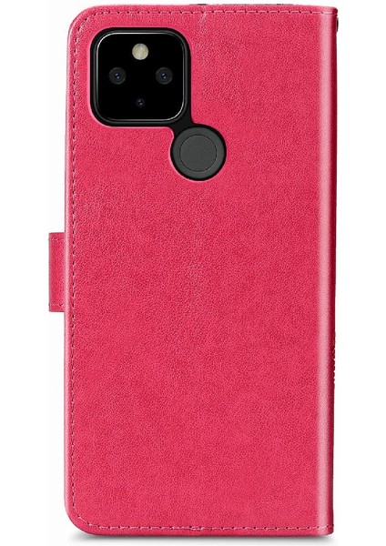 Google Pixel 5 Için Kılıf Zarif Iş Kapak Kapak Dört Yapraklı Yonca (Yurt Dışından)