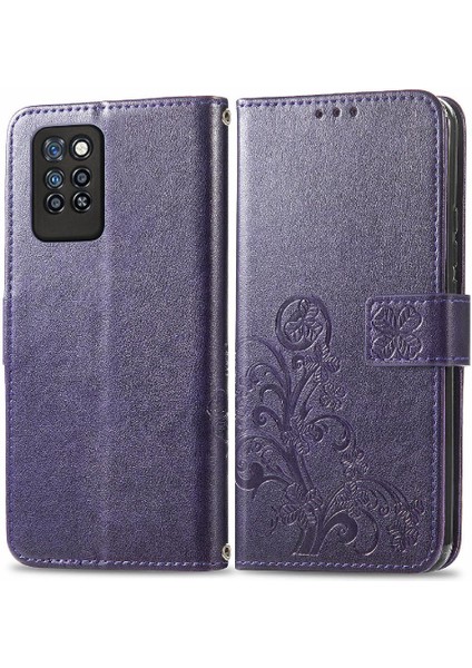 Infinix Not 10 Pro Zarif Iş Dört Yapraklı Yonca Flip Case Için Kılıf (Yurt Dışından)