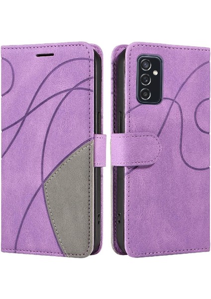 Samsung Galaxy M52 5g Iki Renkli Dikiş Kickstand Koruyucu Pu (Yurt Dışından)