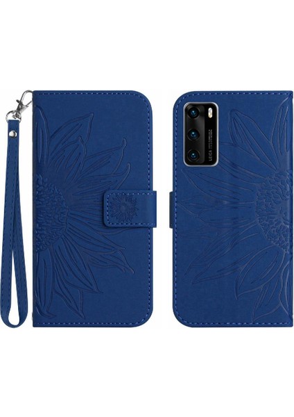 Kart Yuvaları ile Huawei P40 Için Kılıf Tutucu Flip Cüzdan Telefon Kılıfı Kabartmalı (Yurt Dışından)