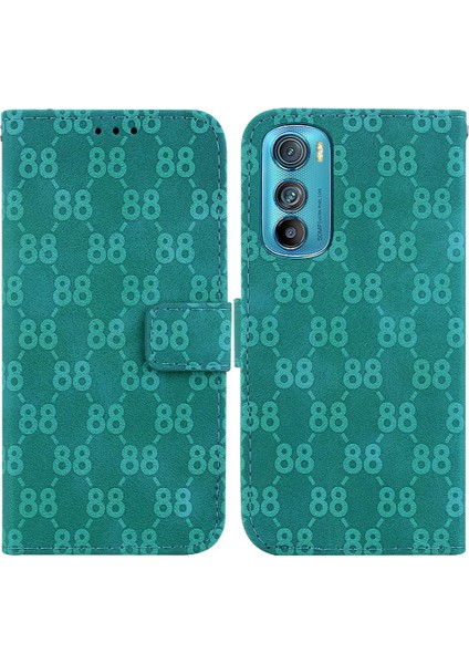 Motorola Kenar 30 Için Telefon Kılıfı Pu Deri Kickstand Cüzdan Kapak Çift 8 (Yurt Dışından)