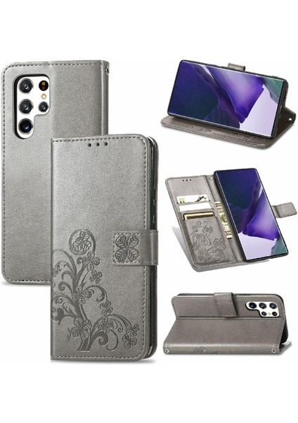 Samsung Galaxy S22 Ultra Flip Kapak Dört Yapraklı Yonca Deri Kılıf (Yurt Dışından) indirimleri