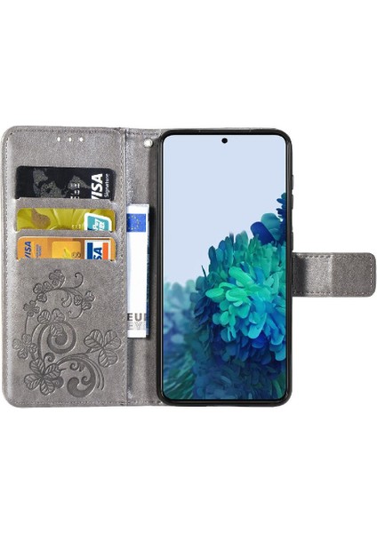 Samsung Galaxy S22 Artı Flip Kapak Için Kılıf Kısa Kayış Deri Kılıf Dört (Yurt Dışından)