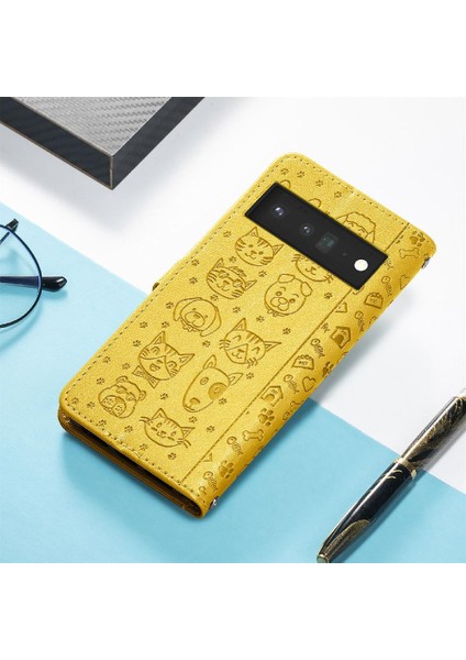 Google Piksel 6 Pro Flip Kapak Için Kılıf Karikatür Hayvanlar Deri Kılıf Kısa (Yurt Dışından) indirimleri
