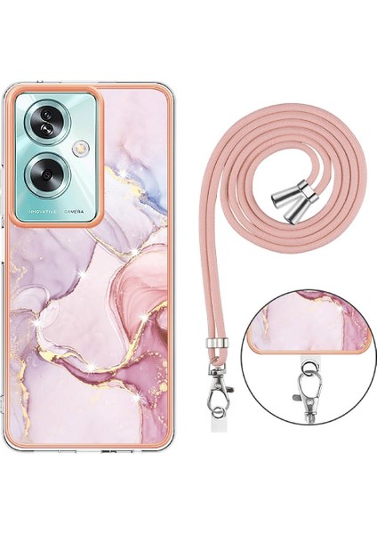 Oppo A2 5g Için Kılıf Anti-Scratch Yumuşak Tampon Crossbody Kordon Askısı Mermer (Yurt Dışından)
